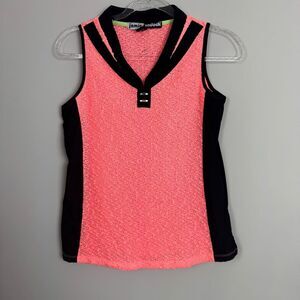 JAMIE SADOCK | Neon Coral Orange Textured Golf Tank Top Women’s Size Small